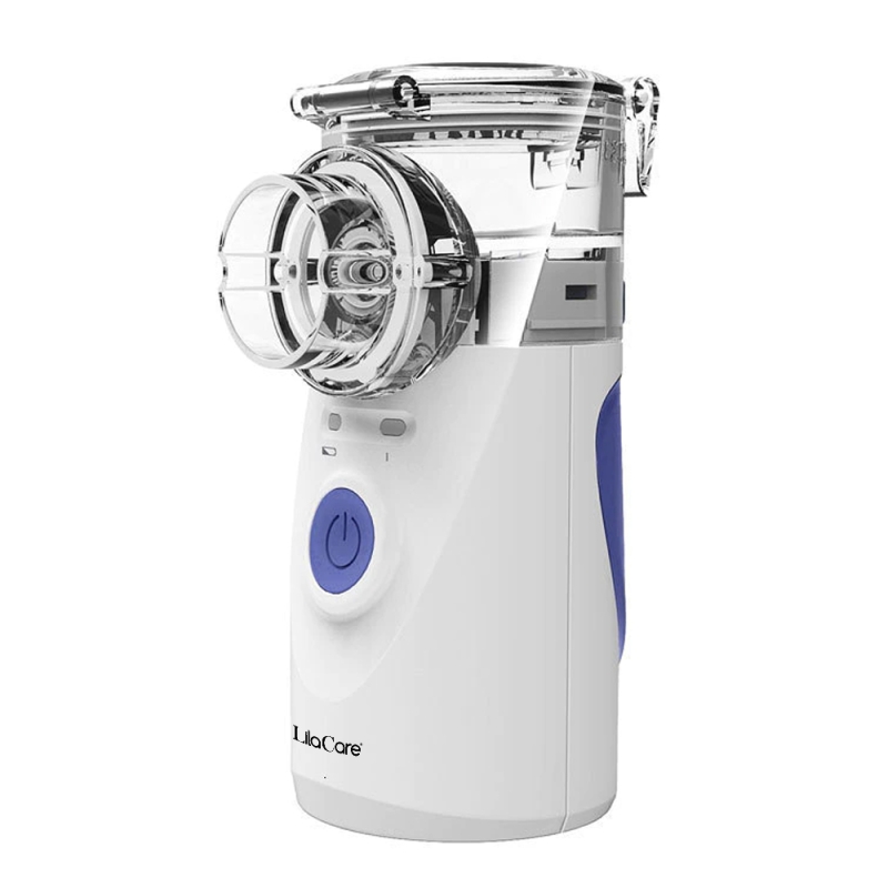 Aparat aerosoli lila care, nebulizator, portabil, ultrasonic, baterii si adaptor priza, tehnologie mesh, accesorii, trusa depozitare, super silentios, alb