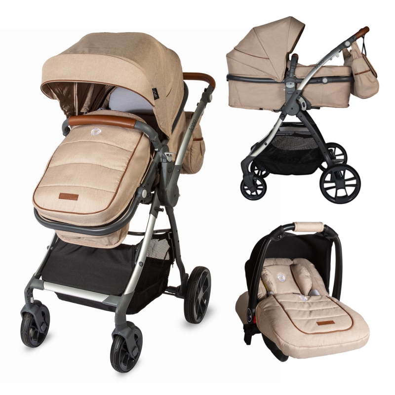 Carucior transformabil 3in1 coccolle acero bej