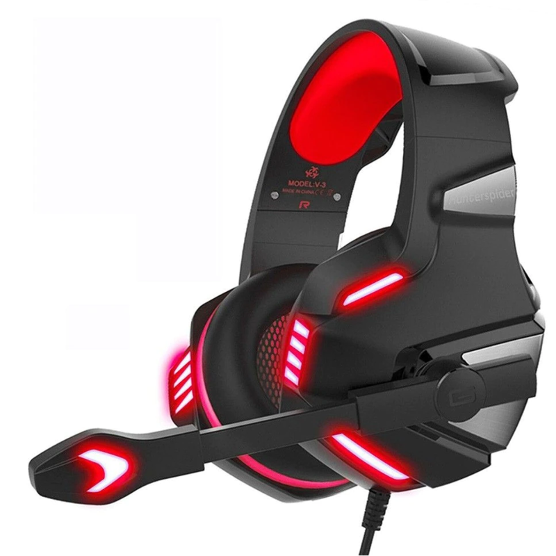 Casti Gaming HunterSpider V3 Pro, Surround Sound 7.1, Super Deep Bass, Lumina LED rosie