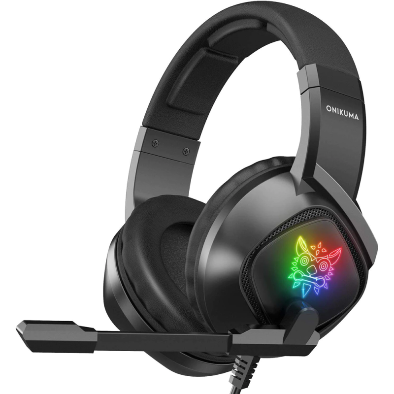 Casti gaming stereo Onikuma K19 negru, led multicolor, tribal