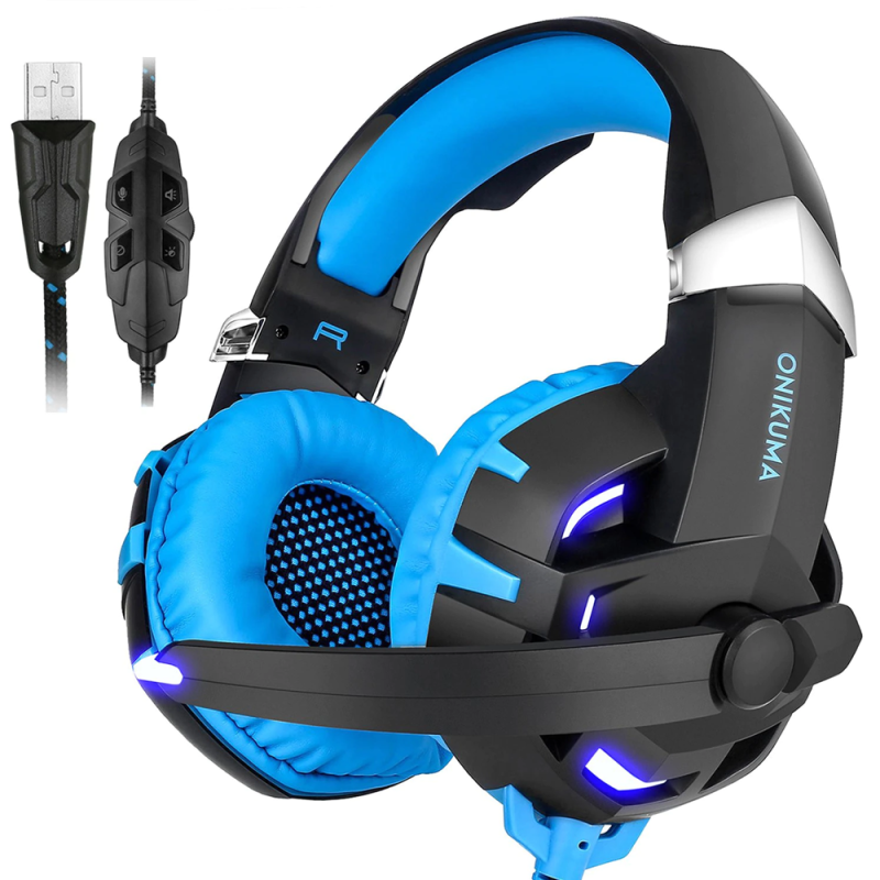 Casti gaming stereo Onikuma K2 7.1 Pro, albastru