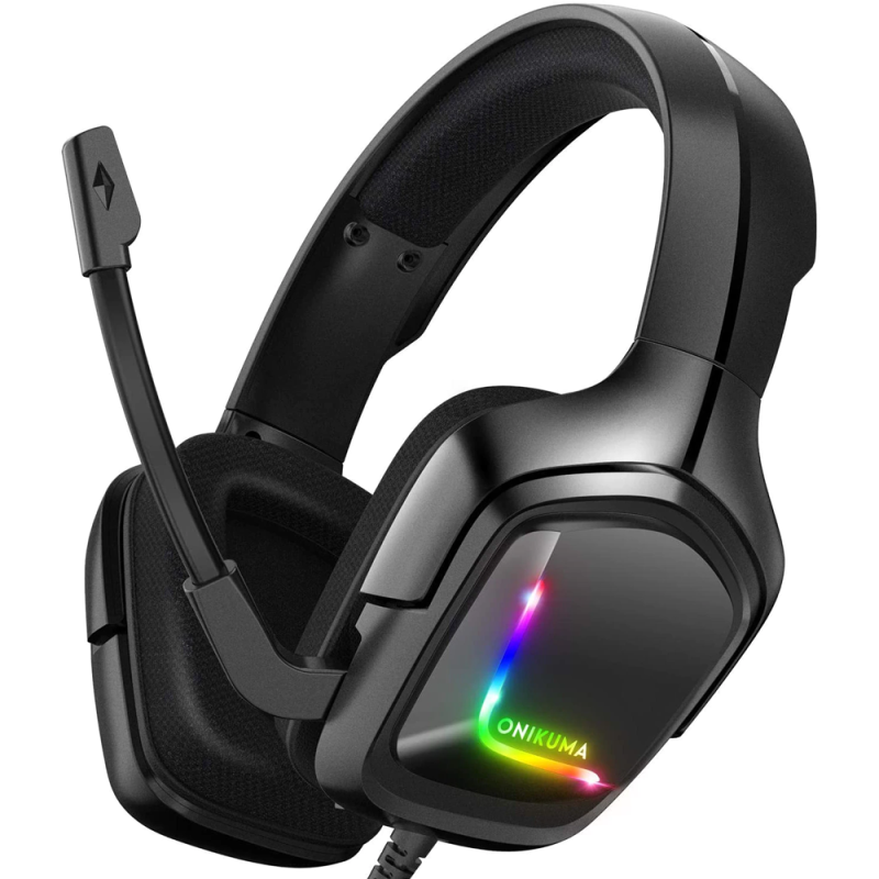 Casti Profesionale Gaming Onikuma K20, Iluminare RGB, negru