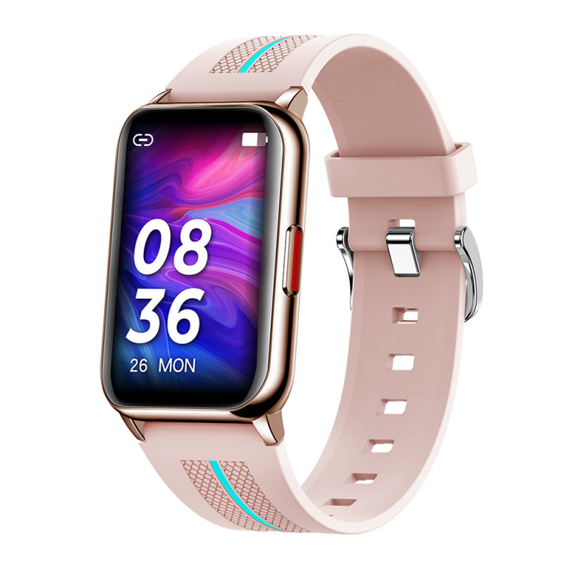 Ceas smartwatch loomax h76, ip68, ecran curbat de 1.57 inch, moduri sport, pedometru, puls, notificari, roz
