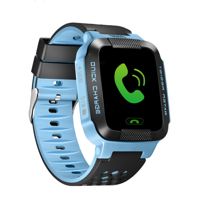 Ceas smartwatch pentru copii loomax cu functie telefon, apel video, localizare gps, istoric traseu, pedometru, apel de monitorizare, camera, android, albastru