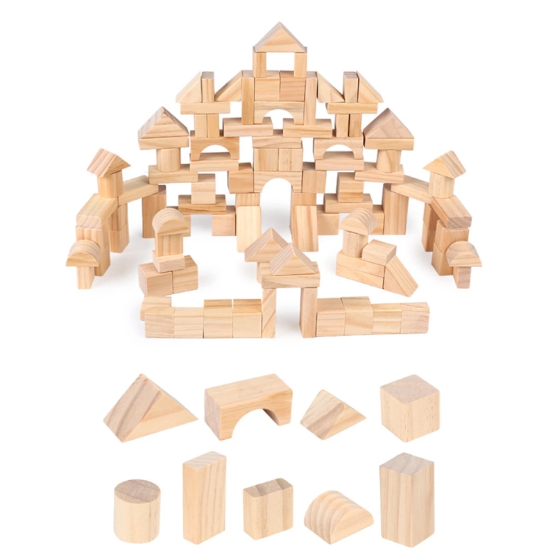 Cuburi de constructie karemi, din lemn, 100 piese
