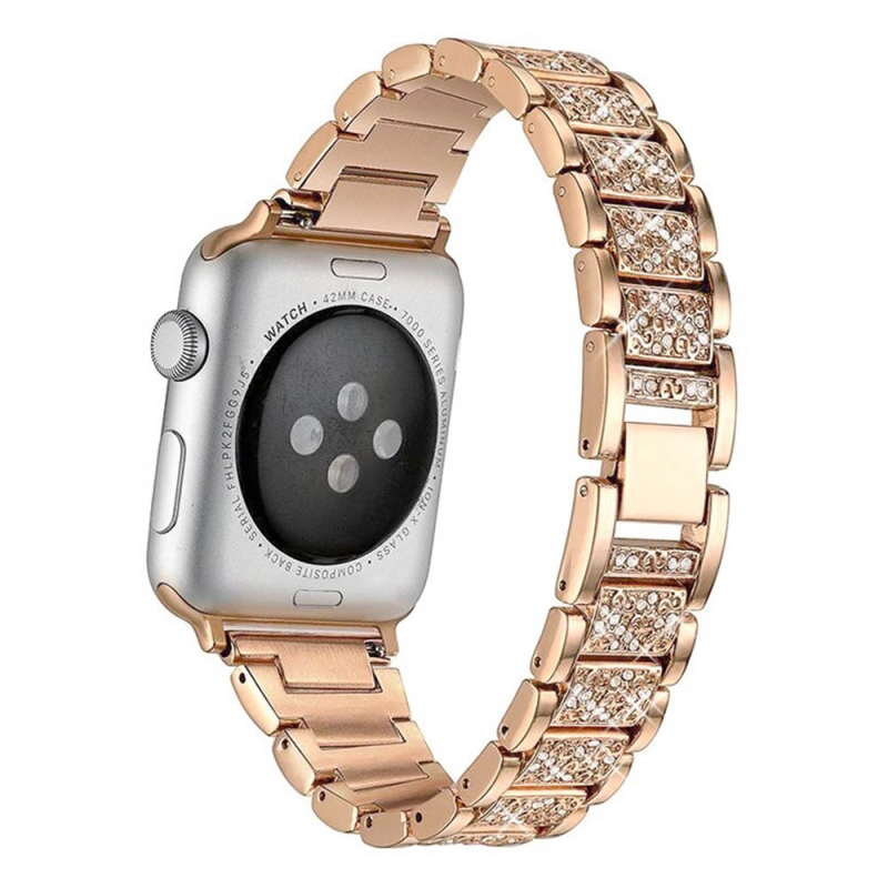 Curea metalica pentru apple watch loomax, bratara compatibila cu apple watch 6/5/4/3/2/1, 38 / 40 mm golden brown, 33-3327