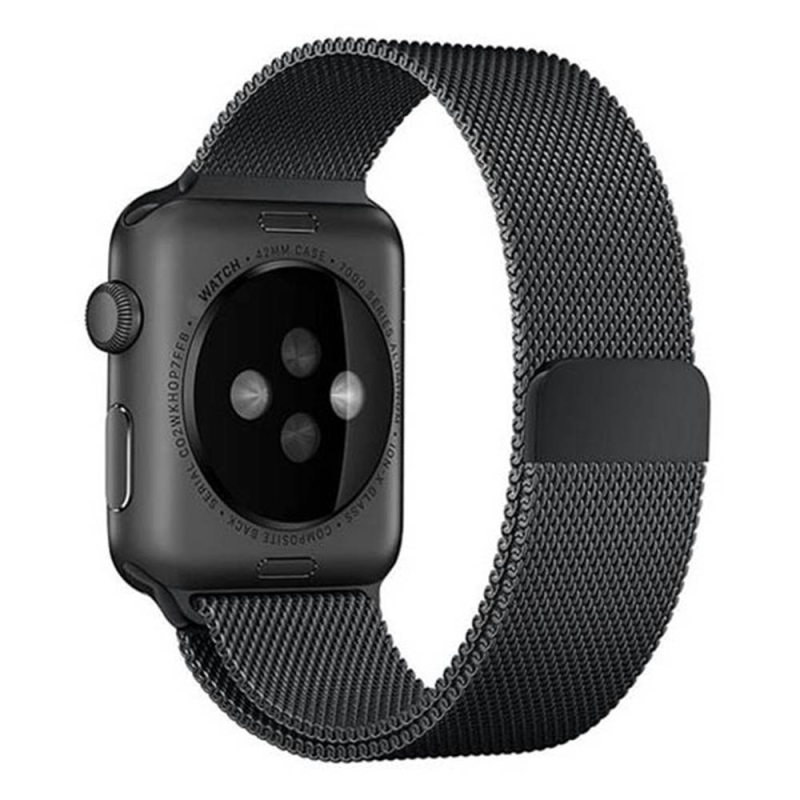 Curea metalica pentru apple watch loomax, bratara milanese loop, compatibila cu apple watch, 38 / 40 mm negru, 33-3305