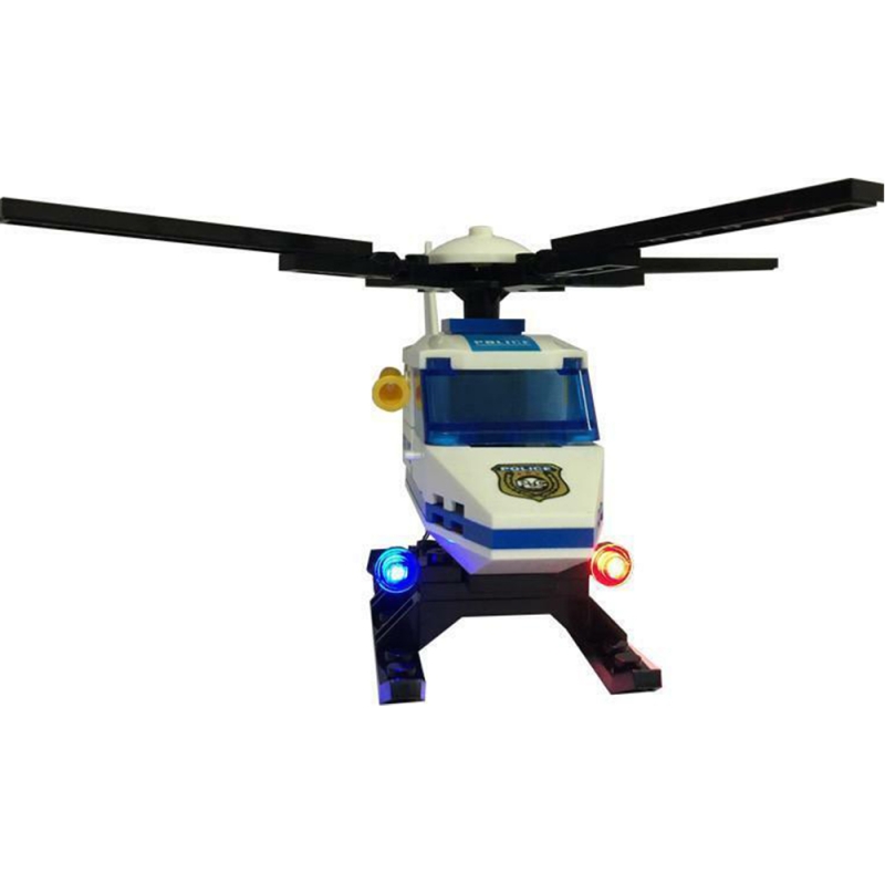 Elicopter politie realizat din piese de lego karemi, alb/albastru