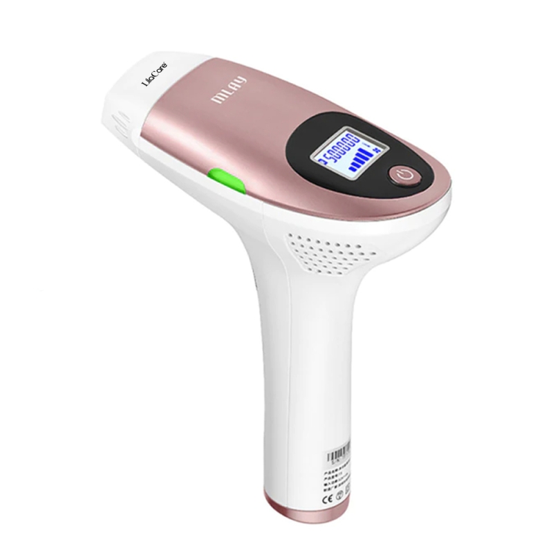 Epilator ipl cu maner, lila care, 500.000 pulsatii, display lcd, 5 trepte de putere, rose gold