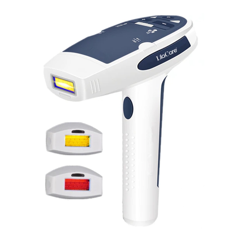 Epilator ipl lila care, epilare definitiva, cu functie de rejuvenare, 300.000 pulsatii, 5 trepte de intensitate, alb cu albastru