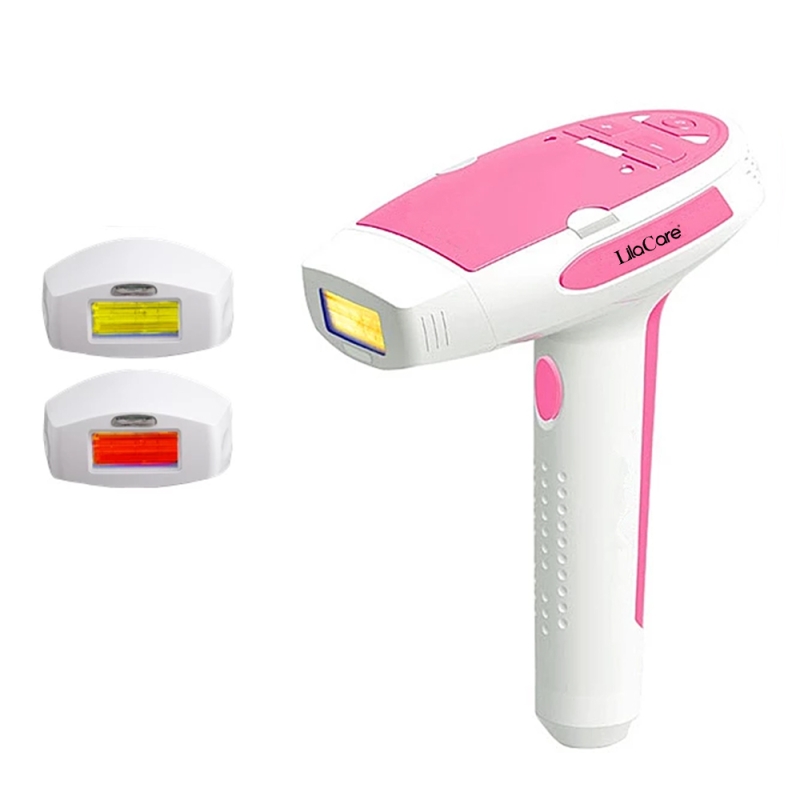 Epilator ipl lila care, epilare definitiva, cu functie de rejuvenare, 300.000 pulsatii, 5 trepte de intensitate, alb cu roz