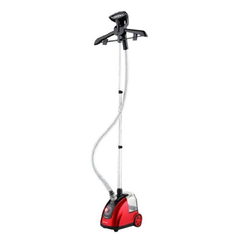 Fier de calcat vertical cu aburi loomax, cu suport pentru haine, 1500 w, rosu