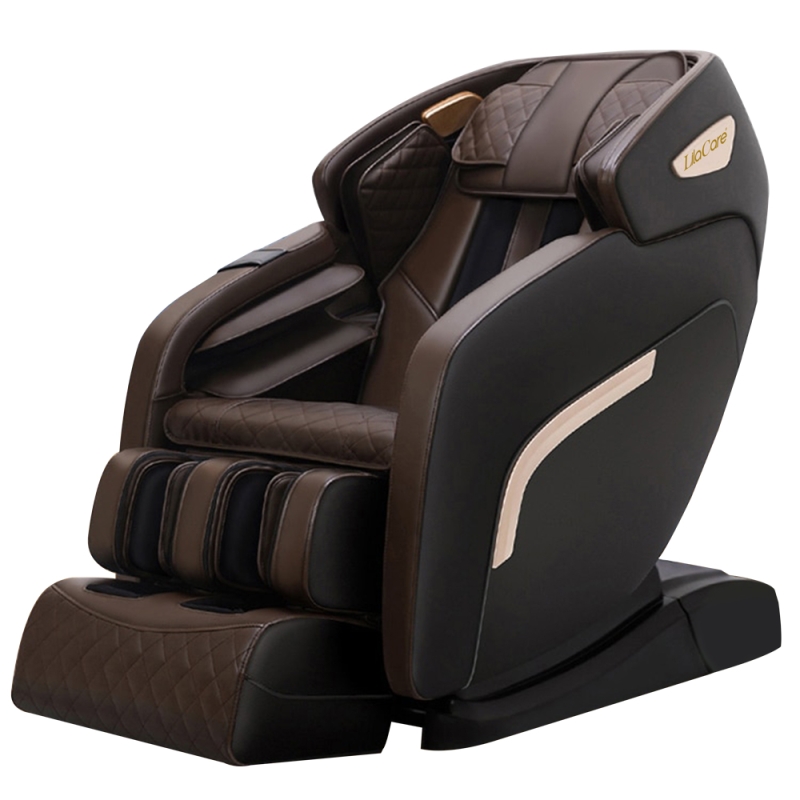 Fotoliu de masaj hua, lila care, cu incalzire, functie bluetooth audio, zero gravity, piele ecologica, negru maro