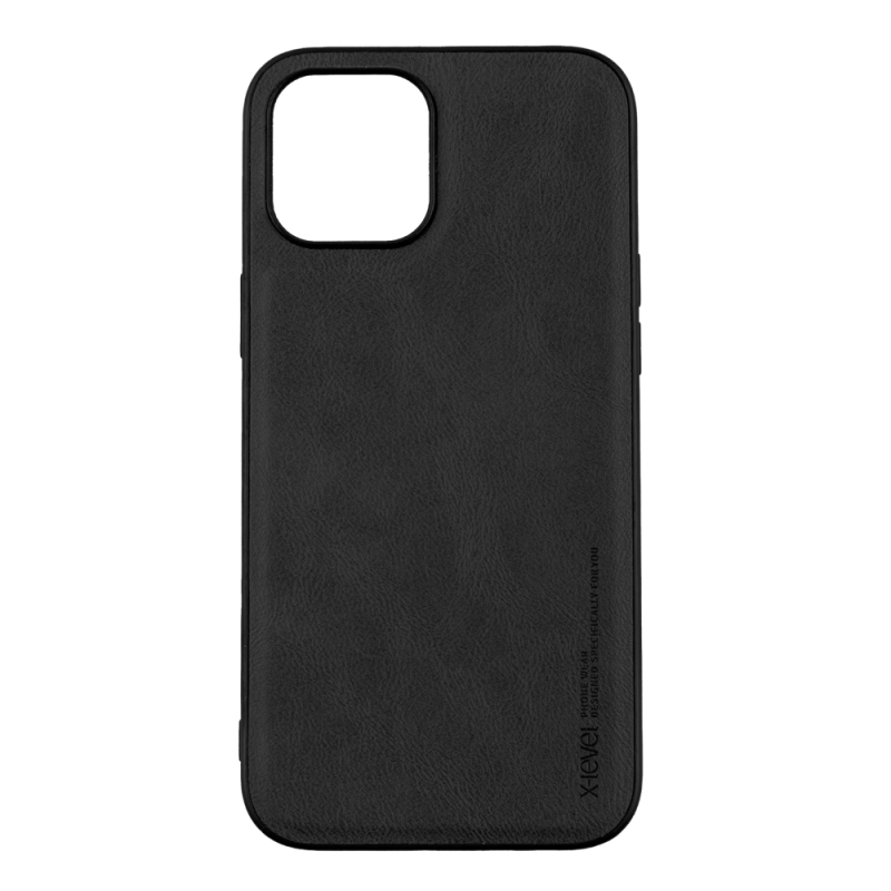 Husa de protectie loomax, iphone 12/12 pro, piele ecologica, negru