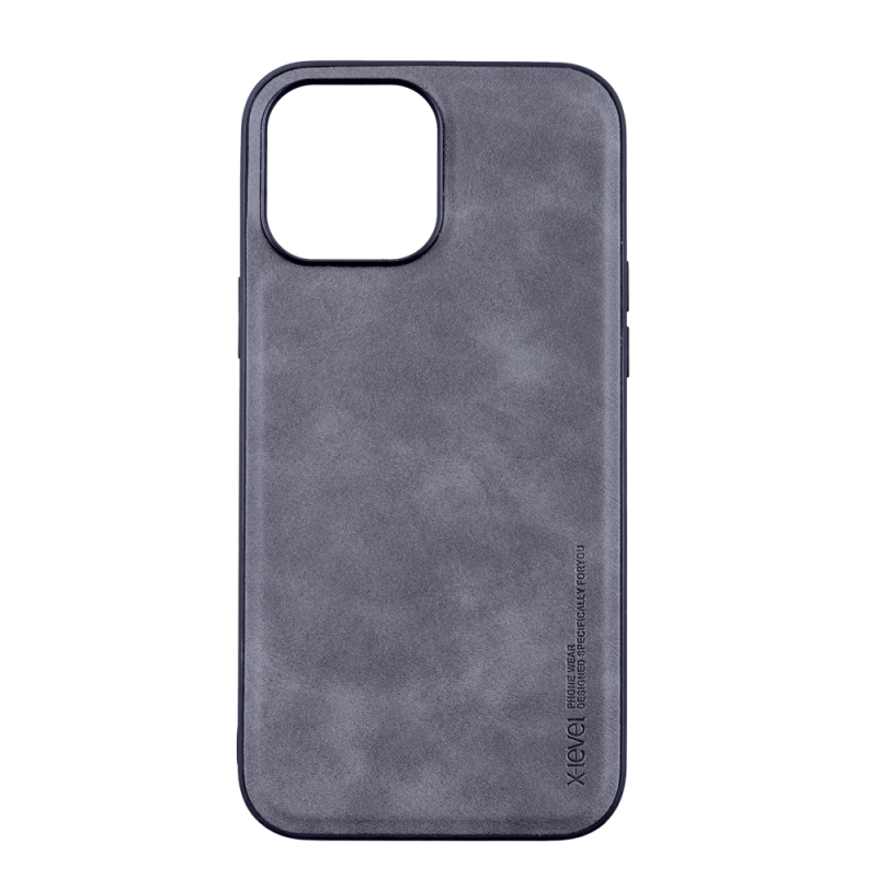 Husa de protectie loomax, iphone 13, piele ecologica, gri
