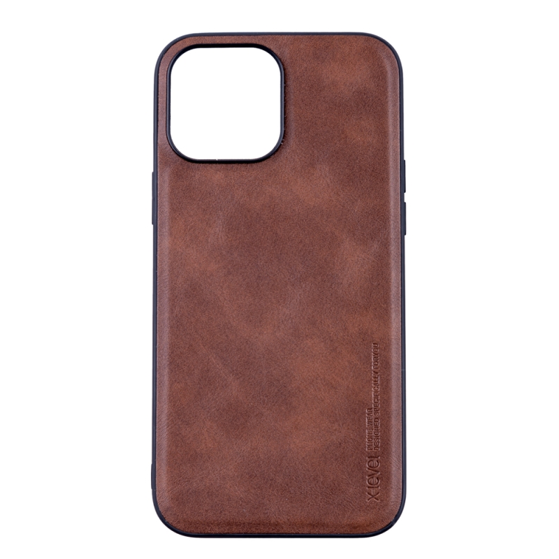 Husa de protectie loomax, iphone 13 pro, piele ecologica, maro