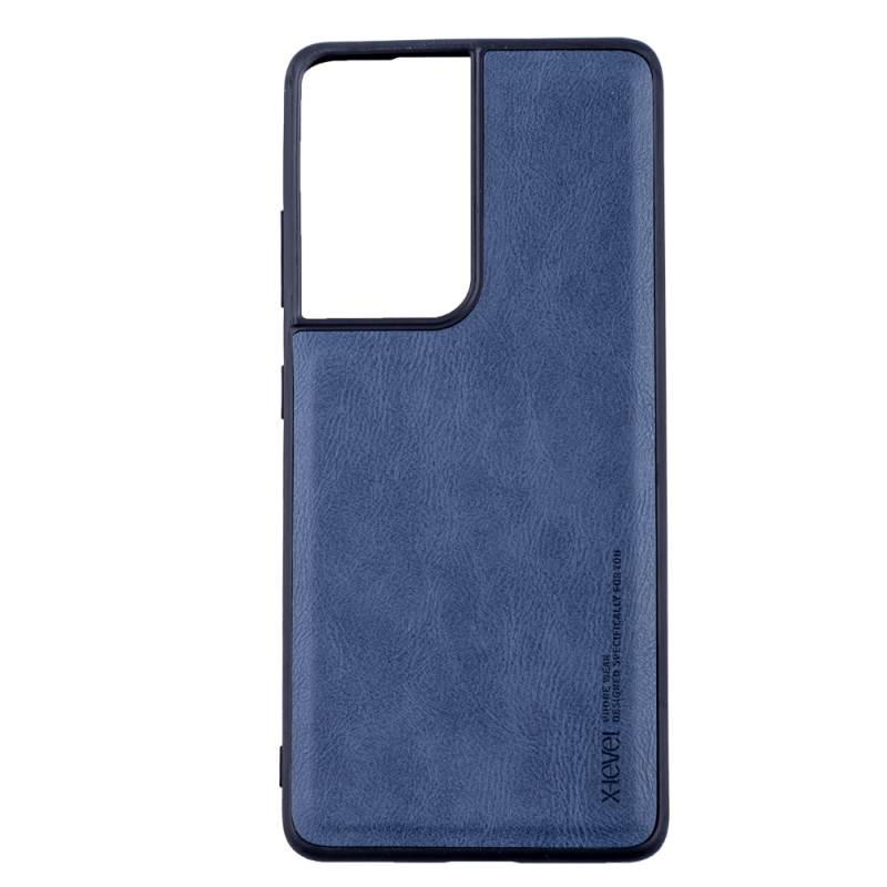 Husa de protectie Loomax, Samsung Galaxy S21 Ultra, piele ecologica, albastru