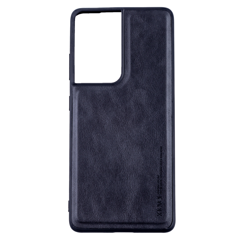 Husa de protectie Loomax, Samsung Galaxy S21 Ultra, piele ecologica, negru