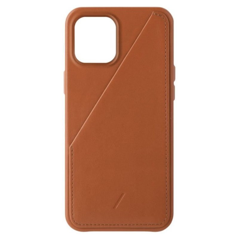 Husa din piele native union clic card pentru iphone 12 pro max, tan (rosu caramiziu)