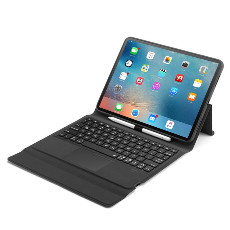 Husa Loomax tip mapa, tastatura Bluetooth, pentru iPad Pro 11 inch, cu 7 culori si mouse touchpad, suport creion Apple, neagra