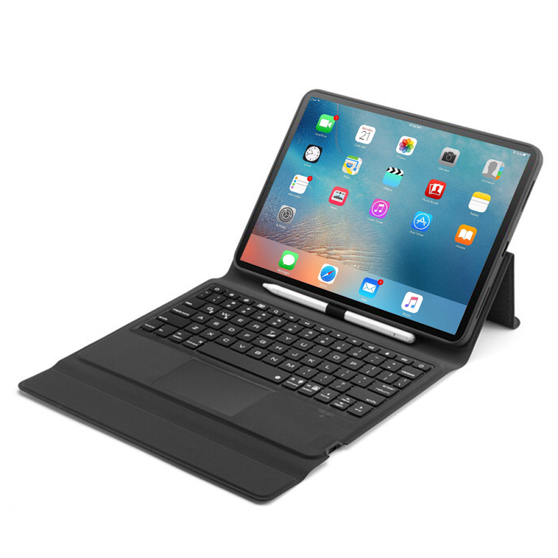 Husa loomax tip mapa, tastatura bluetooth, pentru ipad pro 11 inch, cu 7 culori si mouse touchpad, suport creion apple, neagra