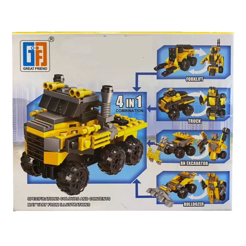 Joc de asamblare karemi, city engineering, 4 in 1, masini constructie transformate in roboti