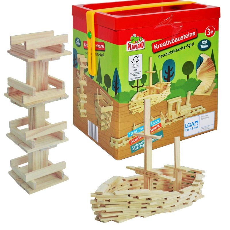 Joc de constructie din lemn karemi, 120 piese
