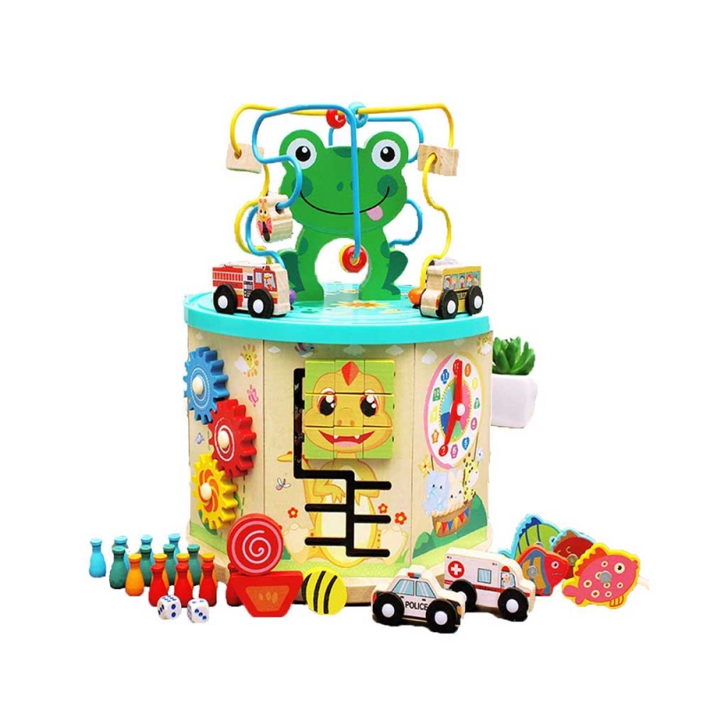 Joc multifunctional karemi, broasca, numaratoare, ceas, puzzle, circuit bile, joc pescuit, k01b-40015
