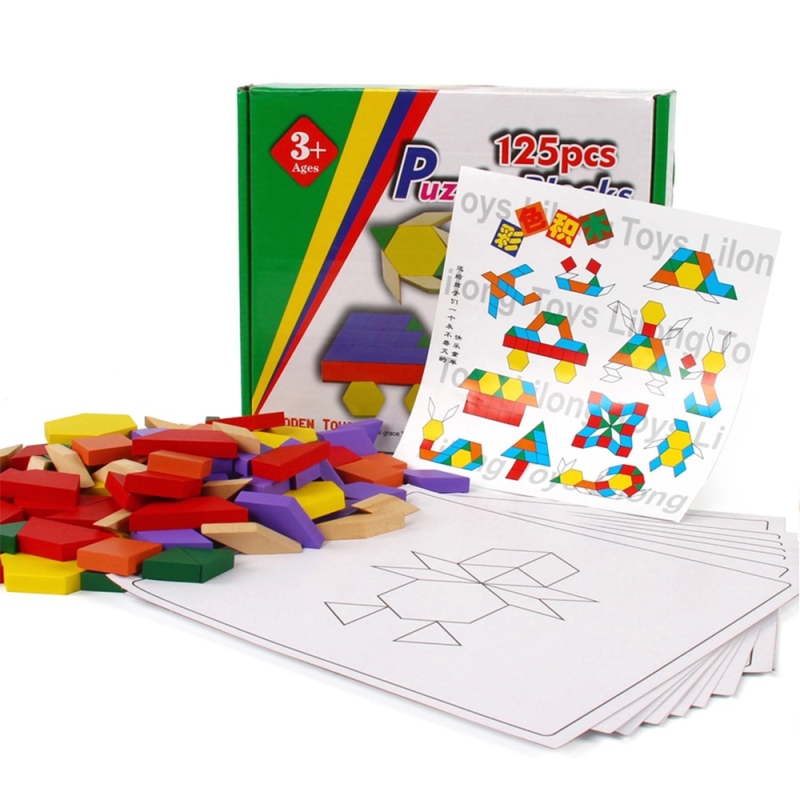 Joc tangram educativ cu 125 piese din lemn karemi