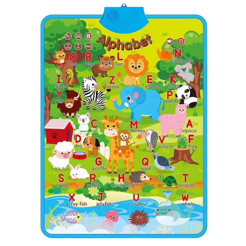 Jucarii interactive karemi, jocuri educative audio in limba engleza, alfabetul cu animale, fara baterii incluse
