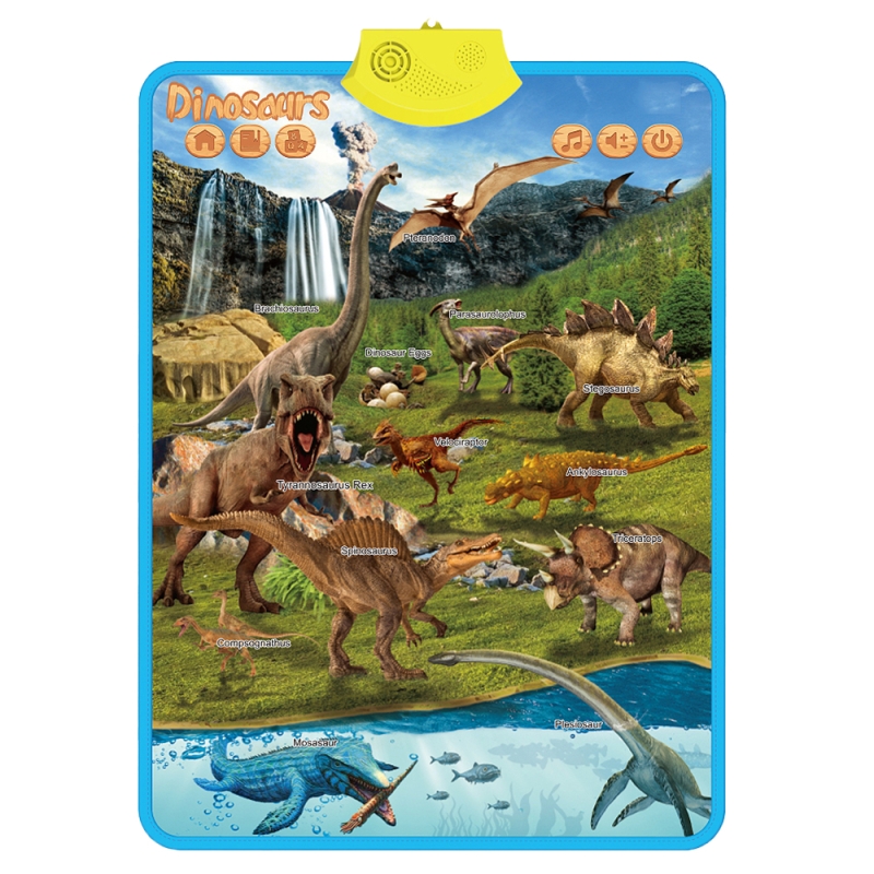 Jucarii interactive karemi, jocuri educative audio in limba engleza, cu dinozauri, fara baterii incluse