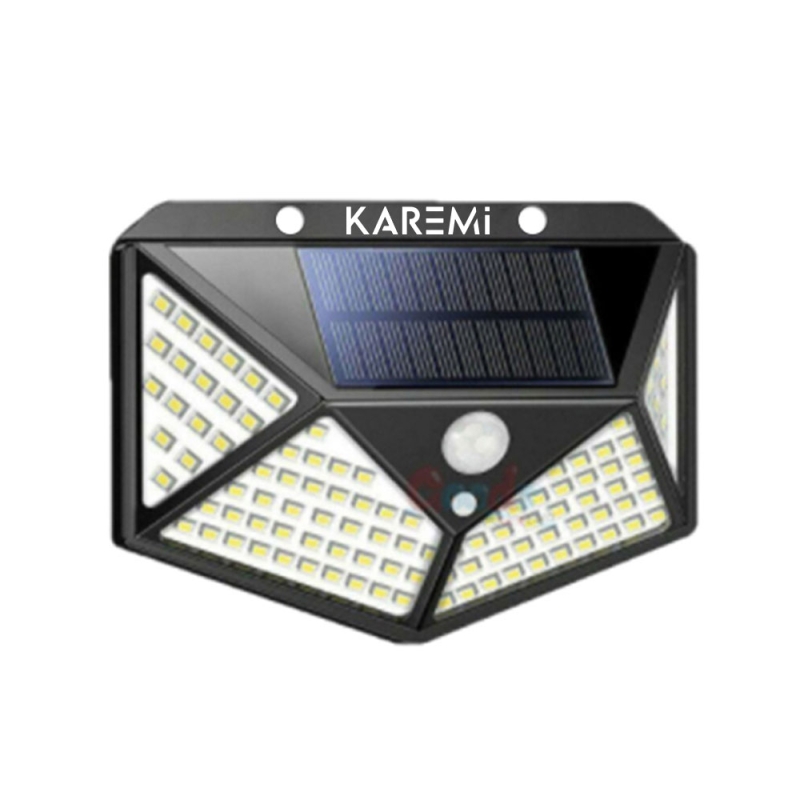 Lampa cu incarcare solara, KAREMI, 100 x LED, cu senzori de amurg, miscare si lumina, 3 trepte de iluminare
