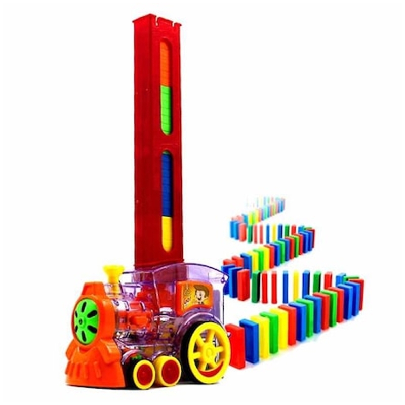 Locomotiva de creeatie dominokaremi, + 100 piese, +3 ani, multicolora