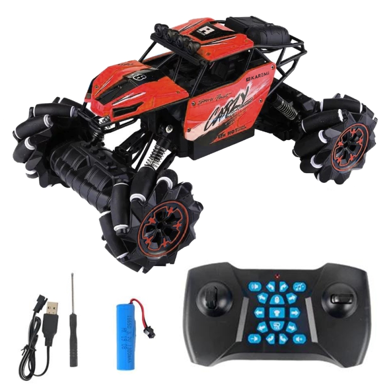 Masina off-road cu telecomanda karemi pentru copii, amortizor soc, drifturi,catarare, cascadorii, rotatii flexibile, iluminat electric, rosu