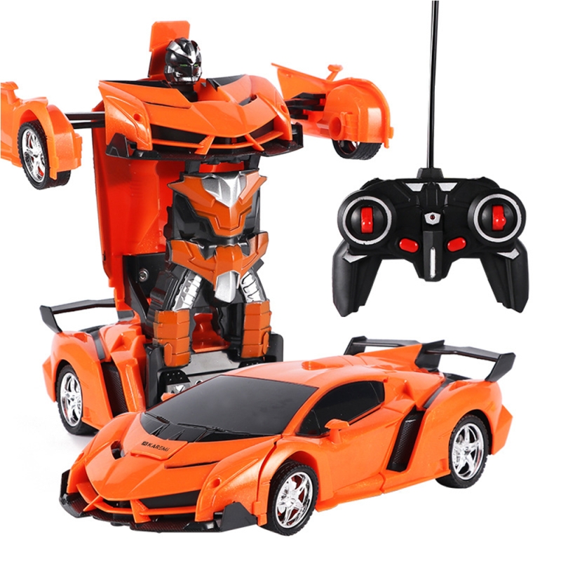Masina Transformer Robot cu telecomanda Karemi, pentru copii, control rapid, rotire 360 grade, efecte sonore realiste, 24 x 10.5 x 5.5 cm, portocaliu