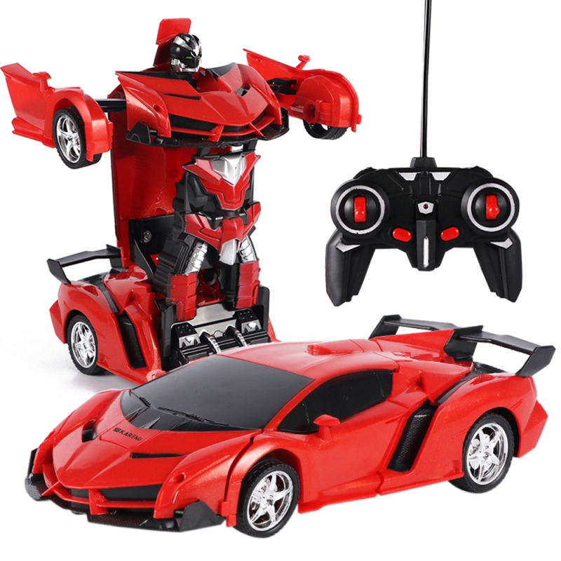 Masina transformer robot cu telecomanda, karemi, pentru copii, control rapid, rotire 360 grade, efecte sonore realiste, rosu