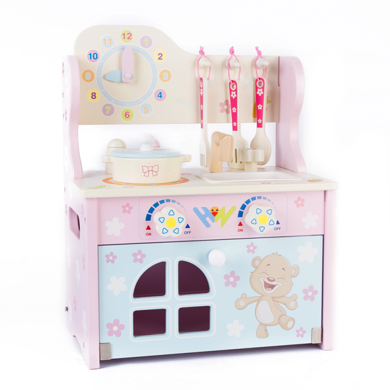 Mini bucatarie de jucarie karemi, din lemn, cu accesorii, k01b-40068