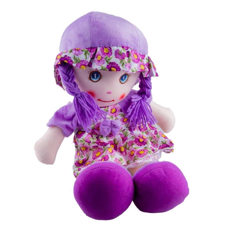 Papusa de plus karemi, cu cosite, 45 cm, mov