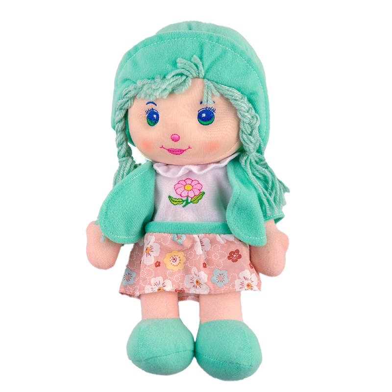 Papusa de plus karemi, cu fusta si cosite, 28 cm, verde