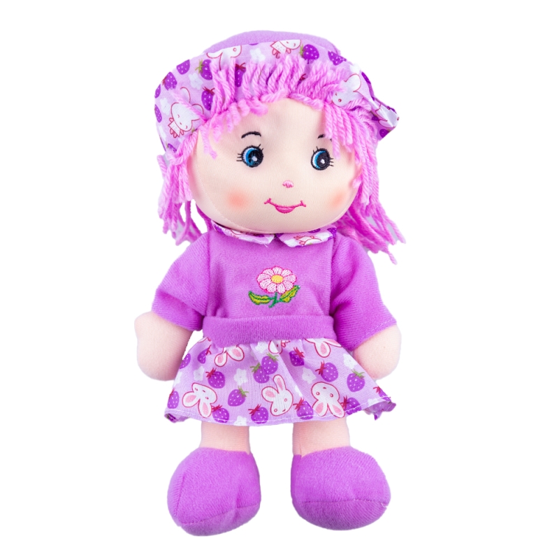 Papusa de plus karemi, cu fusta si palarie, 26 cm, violet