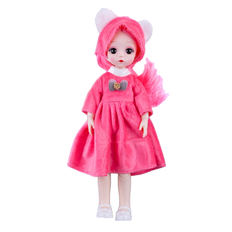 Papusa Karemi, cu rochita si caciulita, jucarie pentru fetite, roz