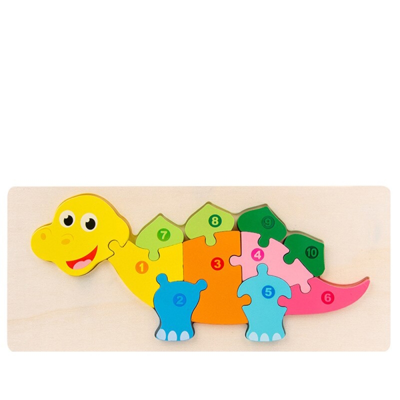 Puzzle educativ din lemn pentru copii karemi, model girafa, 30 x 12.8 x 0.6 cm