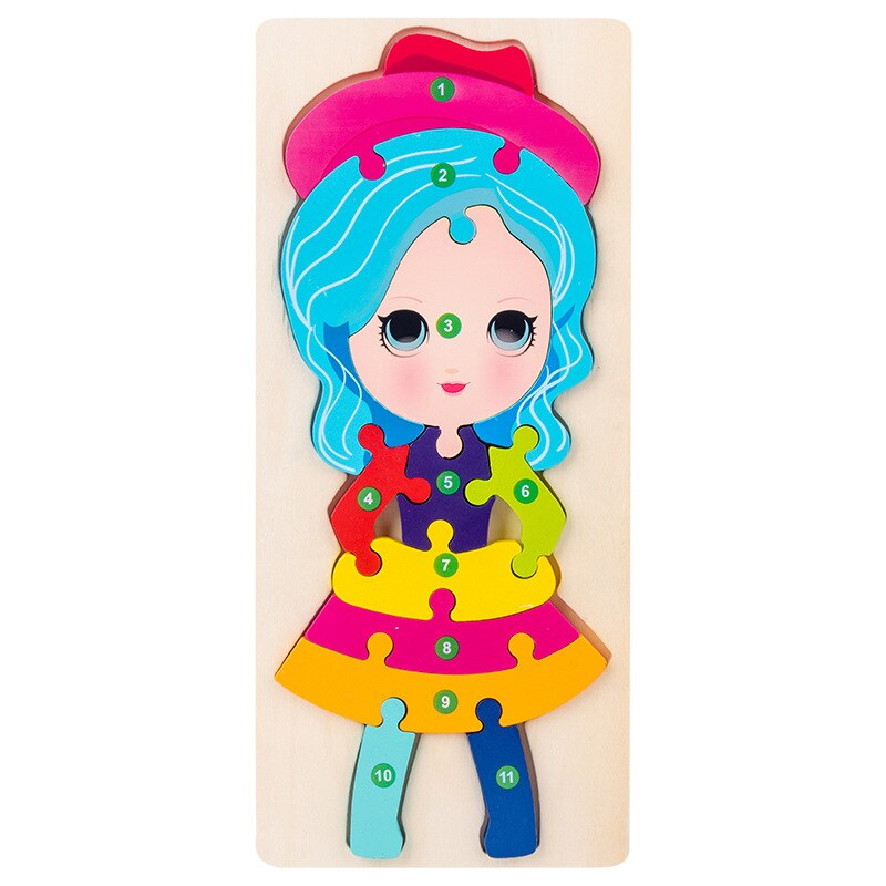 Puzzle educativ din lemn pentru copii karemi, model papusa, 30 x 12.8 x 0.6 cm