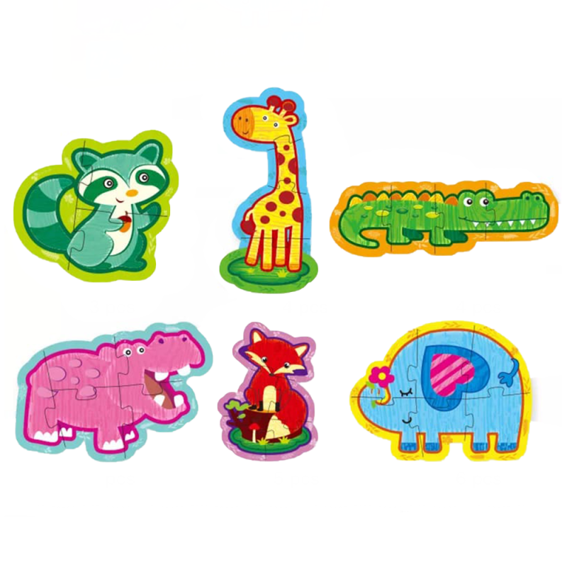 Puzzle educativ karemi,27 piese, model animale din padure