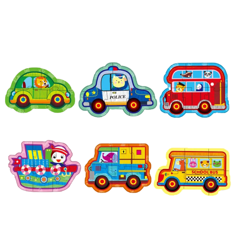 Puzzle educativ karemi,34 piese, model mijloace de transport