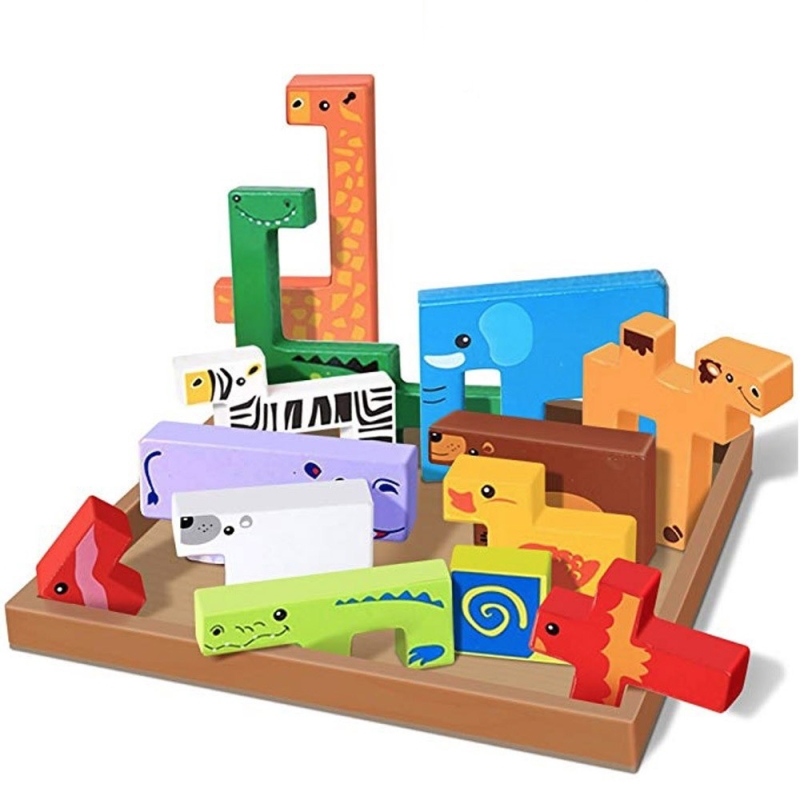 Puzzle in forma de animale karemi, din lemn
