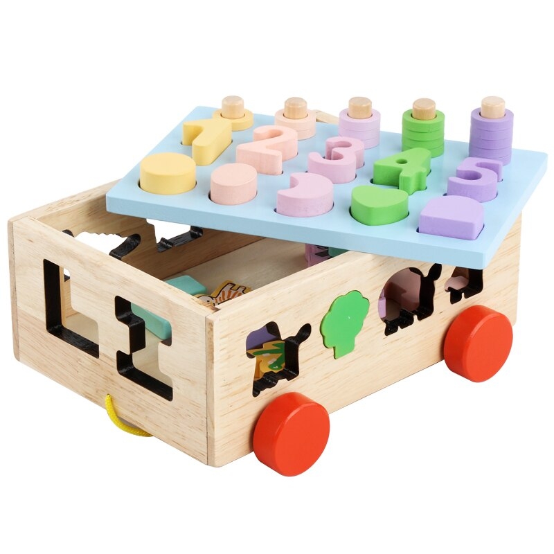 Puzzle karemi, camion, invatare numere si animale, joc educativ din lemn, k01b-40026
