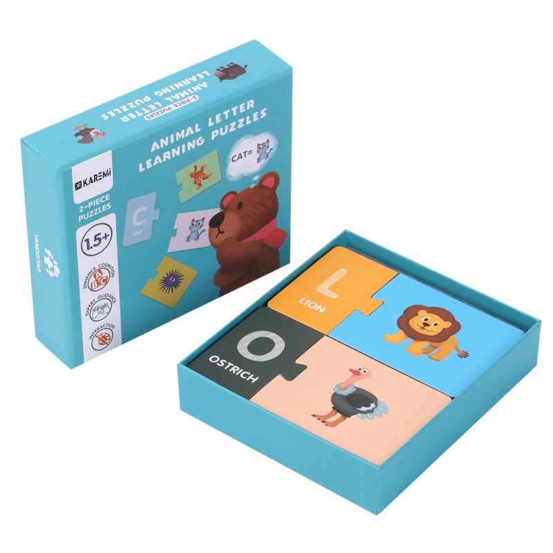 Puzzle karemi cu litere si animale, joc educativ pentru copii, joc invatare limba engleza, k01b-10146