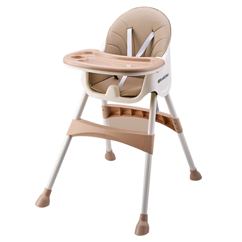 Scaun de masa bebe multifunctional, karemi, cu tavita reglabila si detasabila, khaki