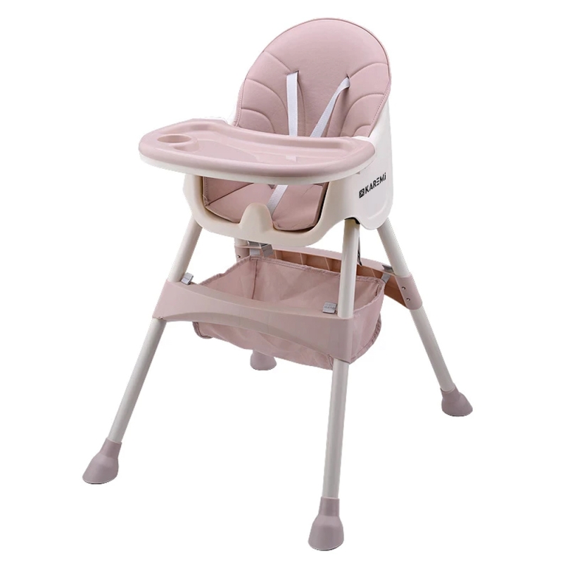 Scaun de masa bebe multifunctional, karemi, cu tavita reglabila si detasabila, light pink